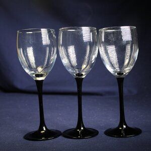 Three Mid-Century Mondern Luminarc Domino 8” Wine Glasses